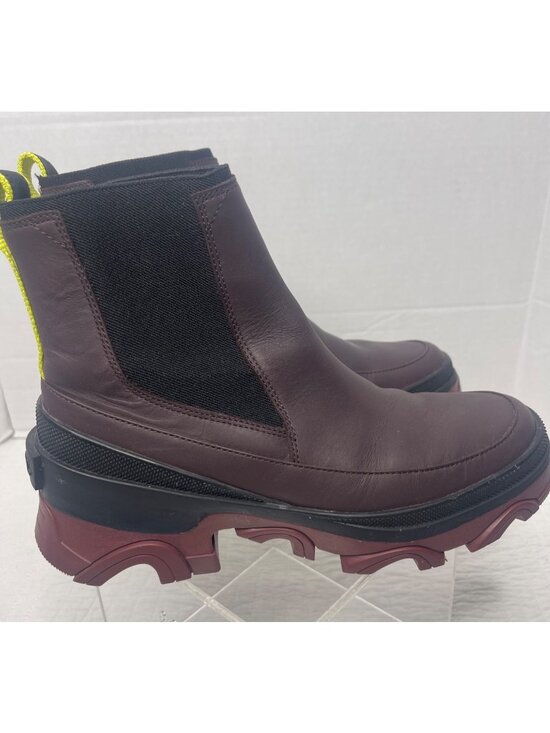 Sorel Shoes - Sorel Womens Brex Chelsea Leather Ankle Booties 8 Maroon Brown Black Pull-On